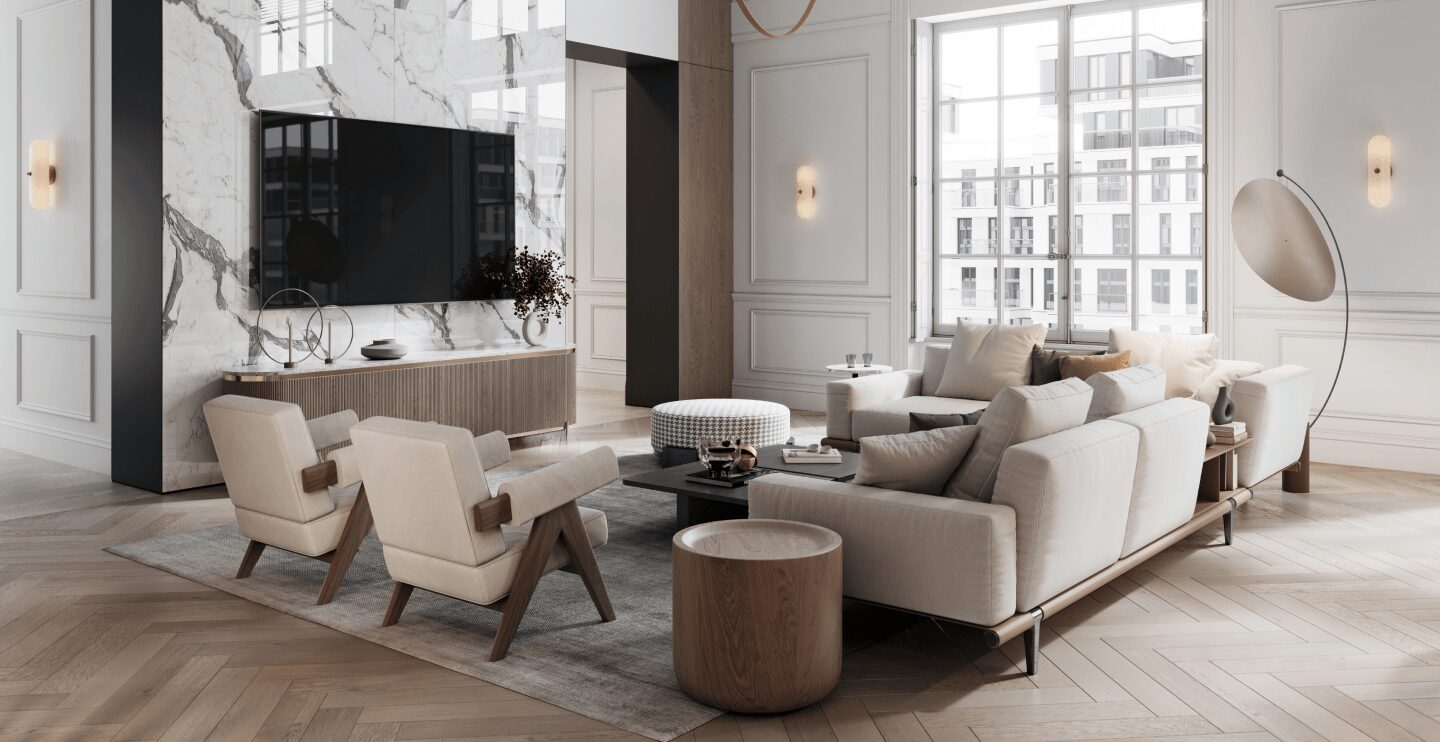 Modern lounge with elegant furnishings
